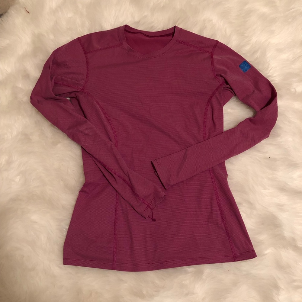 Arcteryx pink striped baselayer